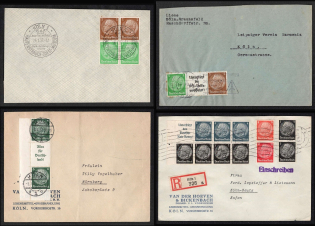 1937-41 Hindenburg, Third Reich, Germany, Covers franked Se-tenants Zusammendrucke tied by Cologne Postmarks