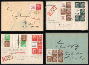 1937-40 Hindenburg, Third Reich, Germany, Covers franked Se-tenants Zusammendrucke