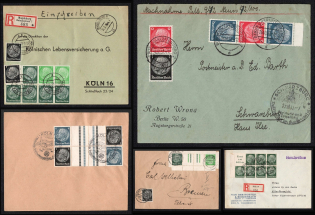 1937-41 Hindenburg, Third Reich, Germany, Covers franked Se-tenants Zusammendrucke tied by Cologne, Berlin Postmarks