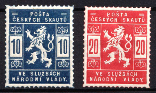 1918 Czechoslovakia (Sc. OL1 - OL2, Full Set, CV $40)