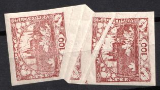 1918-19 Czechoslovakia, Pair (Sc. 8, Printing Foldovers, 'Accordions', Signed)