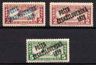 1919 Czechoslovakia (Sc. B24 - B26, Full Set, CV $40)