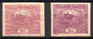 1919-20 Czechoslovakia (Sc. 47a, 47e, CV $300)