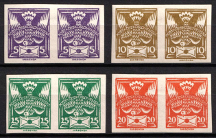 1920-25 Czechoslovakia, Pairs (Mi. 163 U, 165 U, 167 U, 168 U)