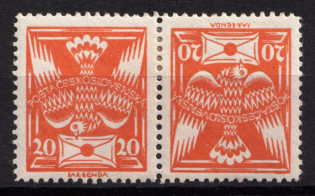 1920-25 20h Czechoslovakia, Pair Tete-beche (Mi. 167 BK, CV $60)