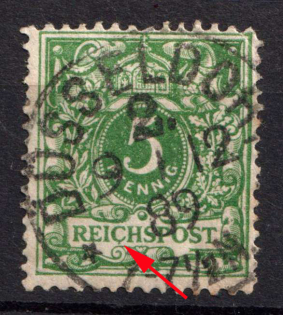 1889-1900 5pf German Empire, Germany (Mi. 46 I, 'C' in 'REICHSPOST' has Line at Bottom, Canceled, CV $70)