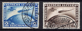 1930 Airmail, Zeppelins Sudamerika Fahrt, Weimar Republic, Germany (Mi. 438 - 439, Full Set, Canceled, CV $1,050)
