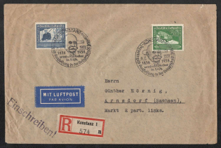1938 (8 Jun) Zeppelin Mail Exhibition, Third Reich, Germany, Registered Cover from Konstanz to Arnsdorf with Commemorative Postmark