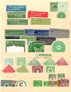 Esperanto, Stock of Cinderellas, Non-Postal Stamps, Labels, Advertising, Charity, Propaganda