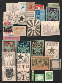 Esperanto, Stock of Cinderellas, Non-Postal Stamps, Labels, Advertising, Charity, Propaganda
