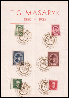 1935 (7 Mar) Czechoslovakia, 'The First President of the Republic', Souvenir Sheet (Cancellations)