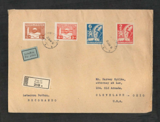1946 (26 Nov) Czechoslovakia, Registered Cover from Praha to Clevelend (United States), Airmail