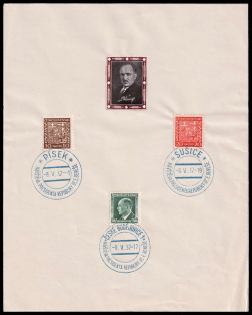 1937 (8 May) Czechoslovakia, 'Visit of the President of the Republic', Souvenir Sheet (Cancellations)