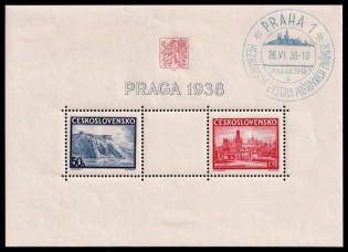 1938 (26 July) Prague, Czechoslovakia, 'National Exhibition of Postmarks', Souvenir Sheet (Cancellations)