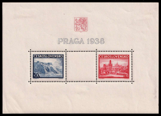 1938 Prague, Czechoslovakia, 'National Exhibition of Postmarks', Souvenir Sheet (Cancellations)