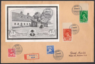 1945 (16 Sept) Czechoslovakia, Commemorative Registered Cover from Hodonin to Prague (Praga) (Cancellations)