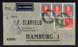 1934 (6 Jul) 'Condor-Zeppelin', Argentina, Airmail Commercial Cover, send from Buenos Aires to Hamburg