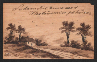 1915 (20 Mar) WOODEN POSTCARD Russian Empire, Russia, Open Letter from Reval (Tallinn), franked with 3k, Unique!