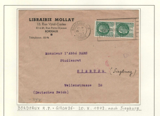 1942 France, Third Reich Censored Cover on Exhibition Sheet, Germany Rare Censorhip