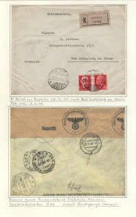 1939 (28 Dec) Italy, Third Reich Censored Cover on Exhibition Sheet from Rapallo to Bad Godesberg via International Letter Verification Center in Munich, Germany Rare Censorhip