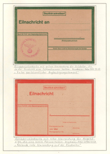 1943 Third Reich, Germany, Express Message Soldiers Cards on Exhebition Sheet
