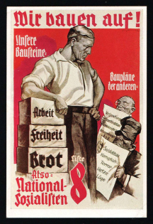 'Germany Awakes' Series NSDAP Label Mini Poster, Nazi Propaganda, Germany