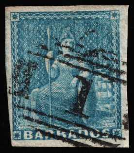1852 Barbados, British Colonies (SG 3, Canceled, CV $290)