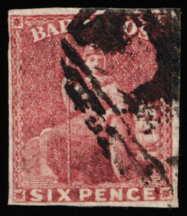 1858 6p Barbados, British Colonies (SG 11, Canceled, CV $180)