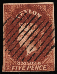 1857-59 5p Ceylon, British Colonies (SG 5, Canceled, CV $230)