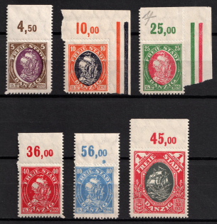 1921 Danzig Gdansk, Germany (Mi. 53 - 58, Sheet Inscription, CV $50, MNH)