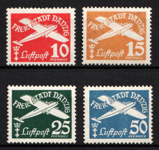 1938-39 Danzig Gdansk, Germany, Airmail (Mi. 298 - 301, Full Set, CV $70, MNH)
