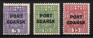 1934-35 Port Gdansk, Danzig Gdansk, Germany (Mi. 26 - 28, Signed, Full Set, CV $60)