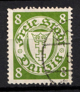 1938-39 8pf Danzig Gdansk, Germany (Mi. 291 x, Canceled, CV $50)