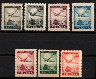 1946 Republic of Poland, Airmail (Mi. 428 - 433, 428 I, Full Set, CV $30, MNH)