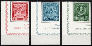 1946 Republic of Poland (Mi. 445 - 447, Full Set, Corner Margin, CV $200, MNH)