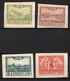 1918 Przedborz Local Issue, Poland (Mi. 3 C - 6 C, Imperforate, Full Set, Signed, CV $360)
