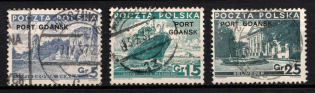1936-37 Port Gdansk, Danzig Gdansk, Germany (Mi. 29 - 31 I, Full Set, Canceled, CV $90)